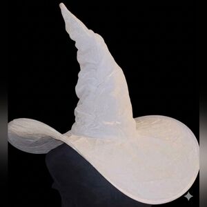 White Velvet Witch Hat, Wide Brim- 23" Across, 17.5" Tall, White Witch, Wedding